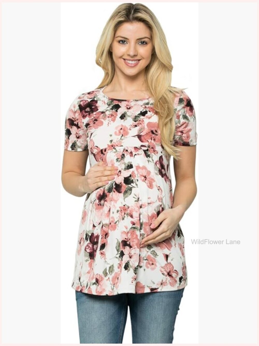 Maternity Front Pleat Short Sleeve Casual Top